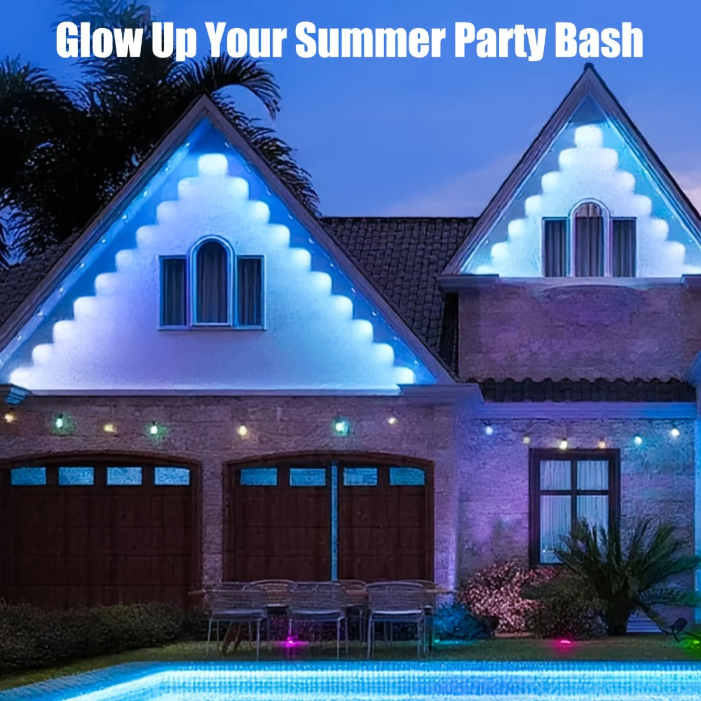 Linked RGB Eave Light Kit from 20ft to 500ft with Plug-In Adapter, App and Handheld Remote