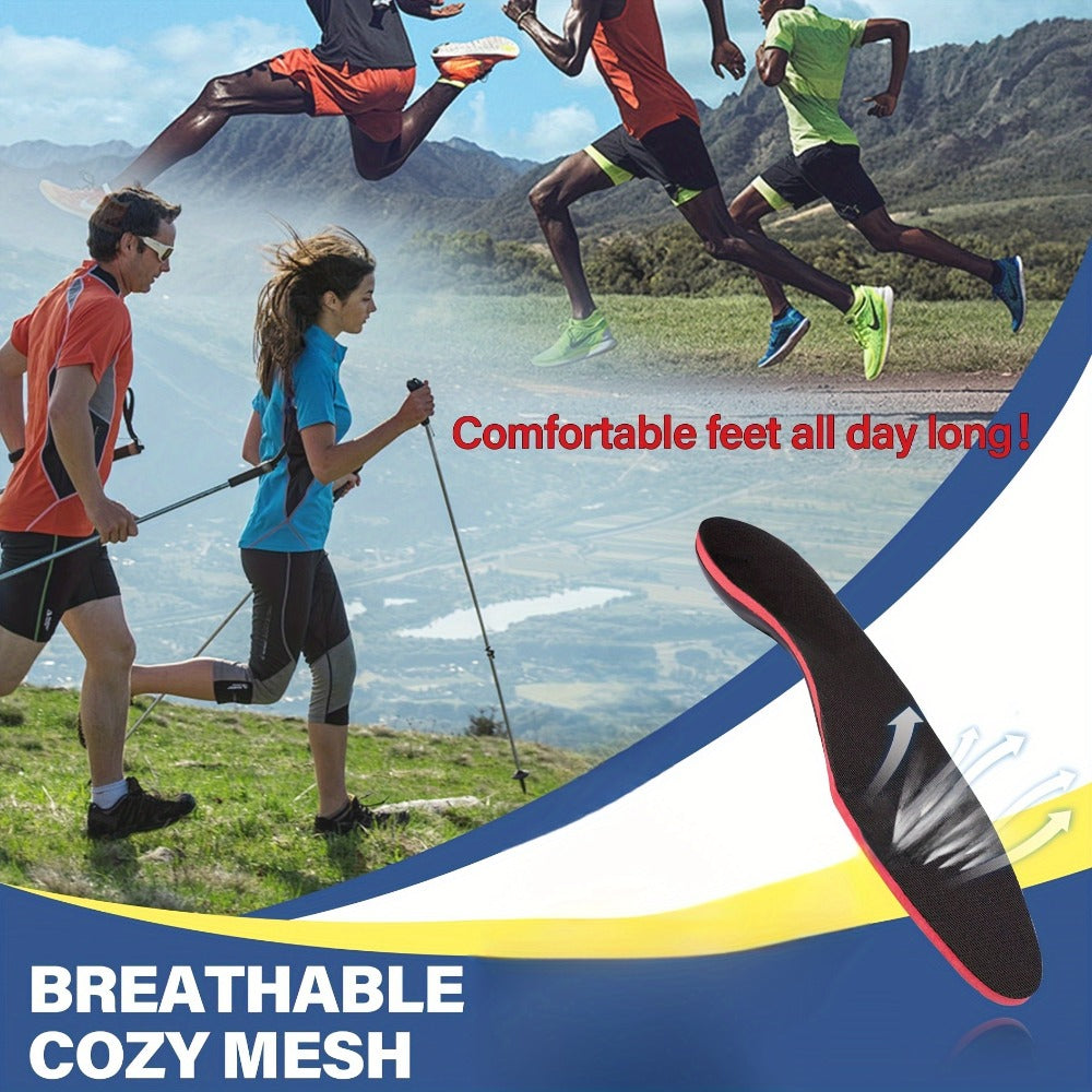 Red-and-Black Full-Length Athletic Shoe Insoles with Trim-to-Fit Guide in Three Men's and Women's Size Ranges