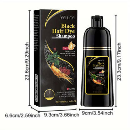 Natural Gray Hair Coverage Shampoo 6PCS Set 3-in-1 Darkening Formula – No Ammonia Color Restorer for Black & Brown Hair, Shampoo Conditioner & Color in One, 3.38oz Each for Men & Women