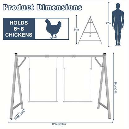 Chicken Swing Coop Toy Metal Perch for Backyard Hens Roosters Parrots Rabbits Promotes Exercise Balance Coordination Weather-Resistant Easy to Install Coop Accessory