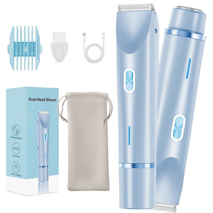 Slim Two-Ended Electric Body Trimmer with Comb Attachments in Blue, Pink or Purple Options