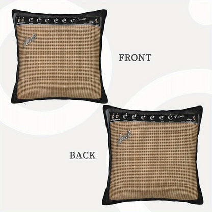 Throw Pillow Cover Guitar Amplifier Music Themed Decorative Cushion Case 18x18 Inch Zipper Polyester Machine Washable Gift for Guitarist Musician Living Room Bedroom Sofa Decor