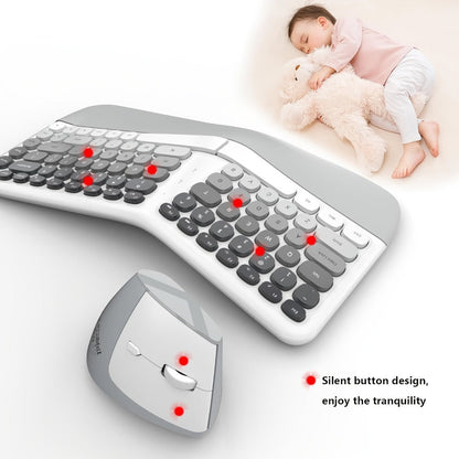 Ergonomic Wireless Keyboard and Mouse Combo with Wrist Support Anti-RSI Silent Keys 2.4GHz Plug-and-Play Gray Gradient Design for Office Home Remote Work Typing Comfort (KLZO)