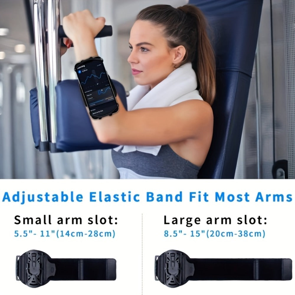 Rotating Phone Armband and Wrist Holder for 4.5- to 7-Inch Smartphones with Adjustable Elastic Strap