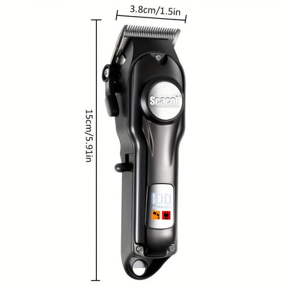 Hair Clipper Seacol Red Cordless Trimmer with LCD Display, USB Charging, Four Guide Combs and 120-Minute Runtime