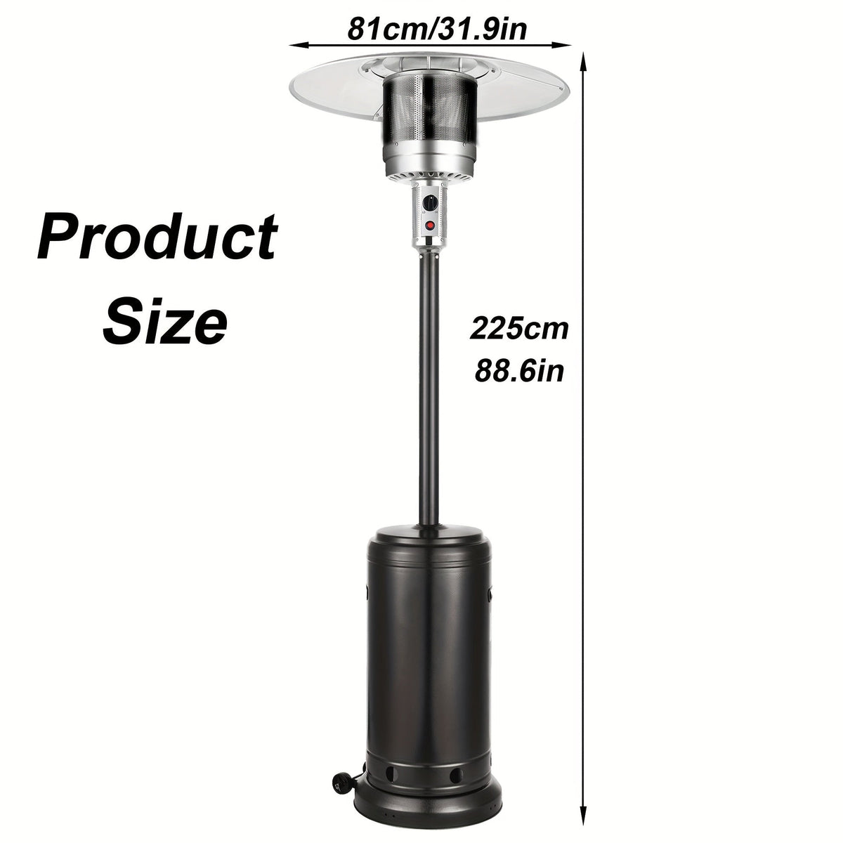 Patio Heater, Propane Outdoor Standing Stainless Steel Garden Party for Garden, Patio and Yard Use