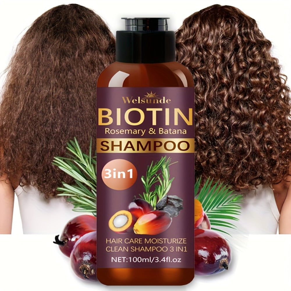 Two-Pack 100 ml Batana Oil Shampoo with Biotin and Rosemary Extract for Daily Hair Care Routines