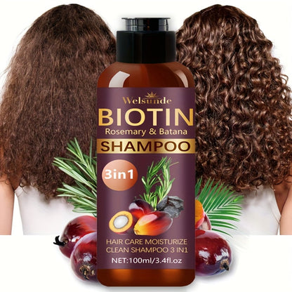Two-Pack 100 ml Batana Oil Shampoo with Biotin and Rosemary Extract for Daily Hair Care Routines