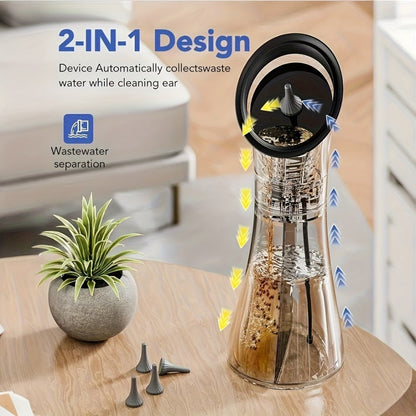 E80 Electric Ear Irrigation Kit with Three Modes, Dual Tank Sections, Temperature Display and USB Charging
