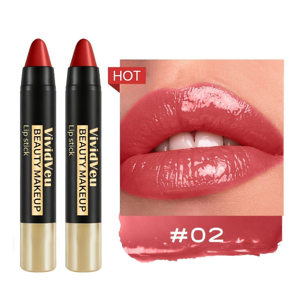 Six-Piece Lipstick Pen Set with Black-and-Gold Cases, Six Pictured Shades and 10.8 cm Stick Length