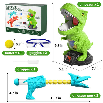 Dinosaur Shooting Game Toy with Sound Light & Spray – Movable Dino Target Launcher Set with Foam Bullets & Goggles for Boys Kids Ages 3+, Indoor Outdoor Blaster Birthday Gift