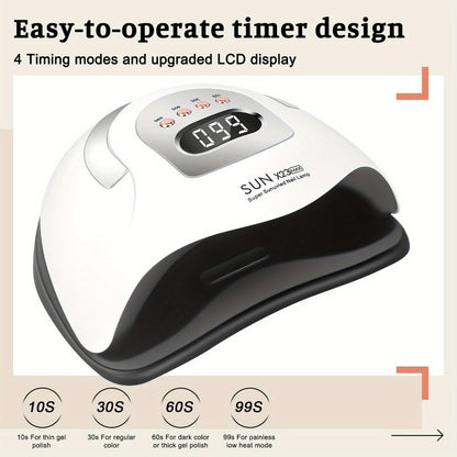 White Arch LED Nail Lamp with 380W and 81-Bead Labels, LCD Display and Four Timer Settings