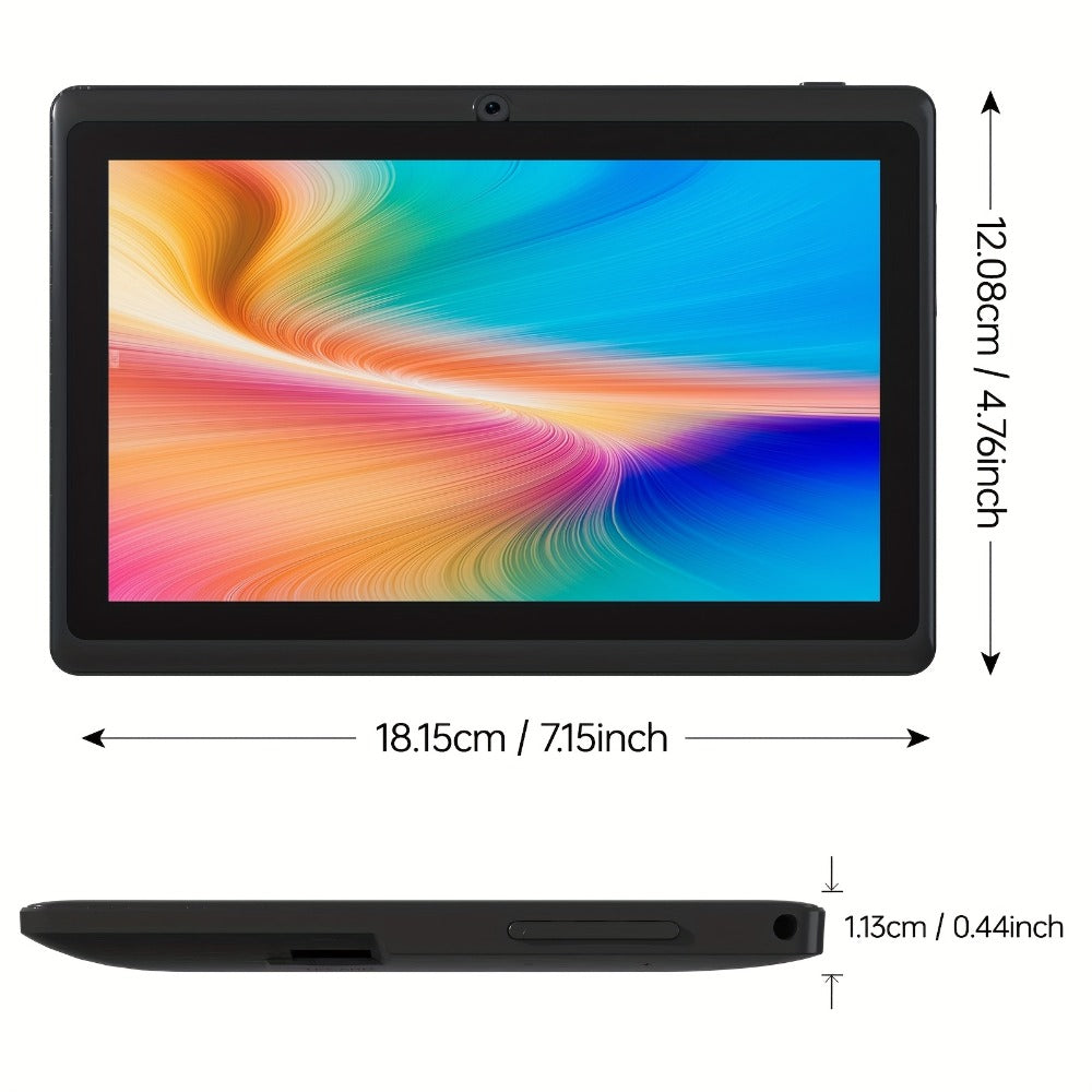 7 Inch Android 12 Tablet, 4GB RAM 32GB ROM, Quad-Core IPS HD Display, 4000mAh Battery, 2MP+5MP Dual Camera, Type-C Charging – Compact Portable Tablet for Kids & Adults, Black