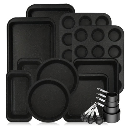 Mixed-Color Bakeware Set with 2–18 Pieces, Cake and Muffin Pans, Trays, Racks and Tools Pictured