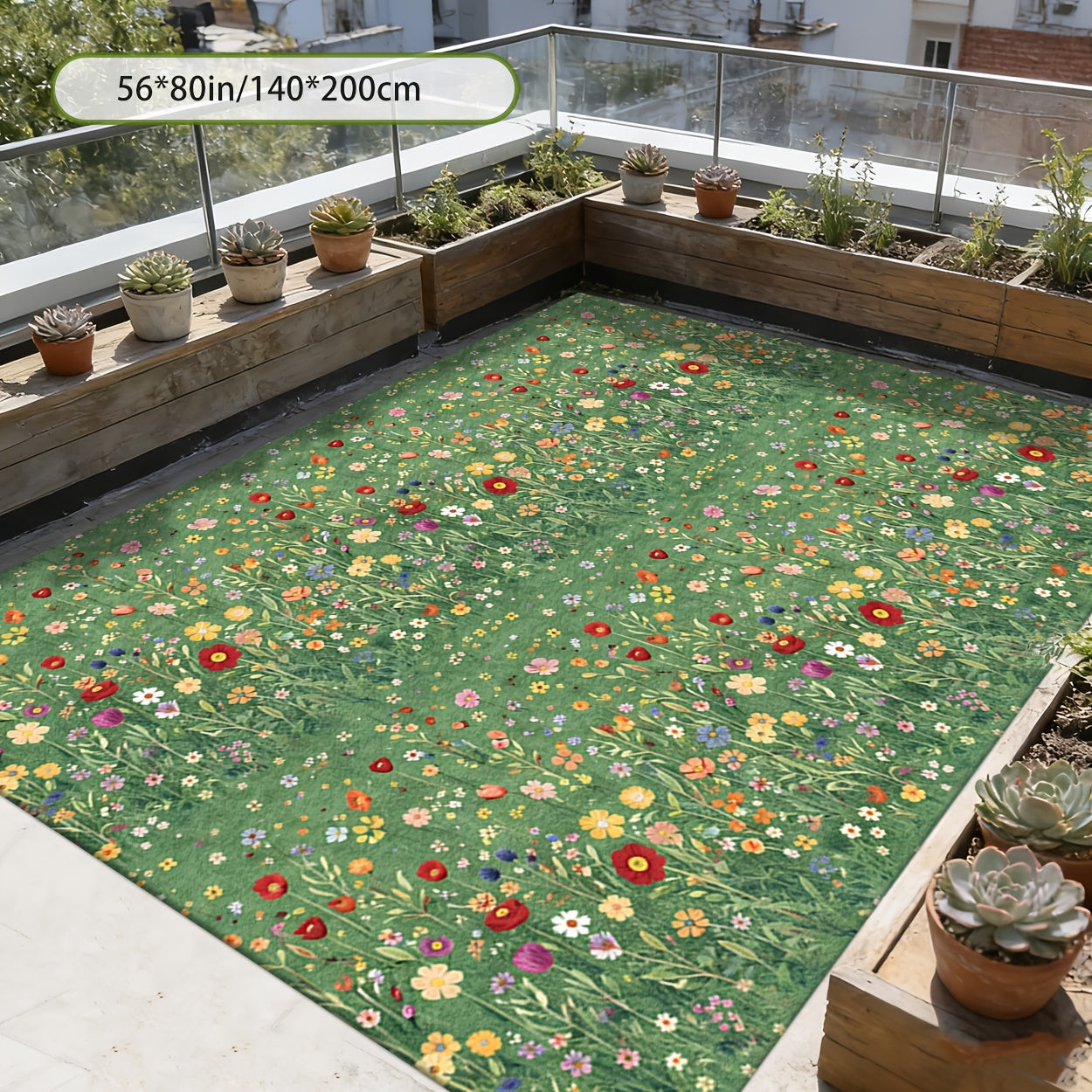 Washable Area Rug Anti-Slip Foldable Outdoor Indoor Mat for Patio Living Room Garden Pool Beach Camping Picnic – Machine Washable Easy Clean