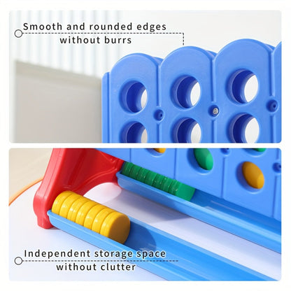 Height Adjustable Giant Connect 4 Game 33–37 Inch – Jumbo 4-in-a-Row Outdoor Yard Game with Quick Release Slider for Teens, Adults & Families, Indoor Outdoor BBQ Birthday Party Tailgate Game Set, Blue Red