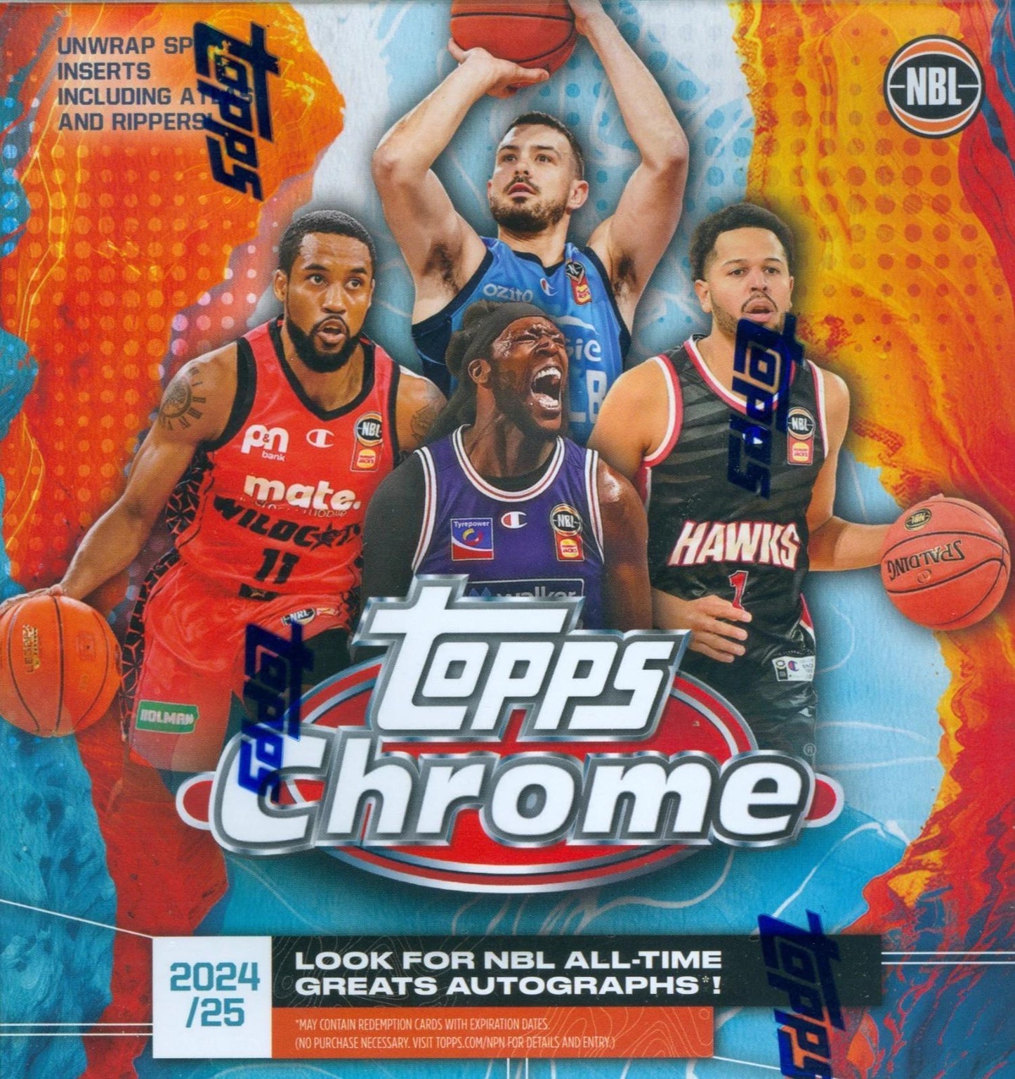 Sports Trading Cards, 2024-25 Topps Chrome NBL Basketball Mega Box with 60 Cards Across 10 Packs