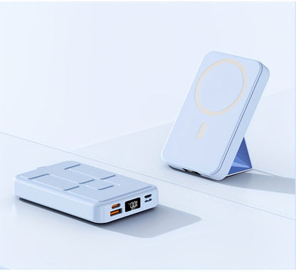 10000mAh Magnetic Power Bank with Folding Kickstand, Percentage Display and Multiple Charging Ports
