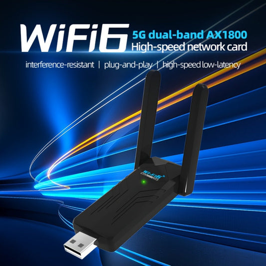 1800Mbps USB WiFi Adapter for PC Desktop Laptop with Dual 5dBi Antennas, 5GHz & 2.4GHz Dual Band Wireless Network Adapter, Windows 11 10 8 7 Compatible, Double Antenna or No Antenna Version