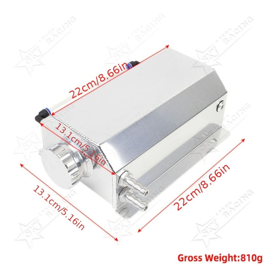 Coolant Overflow Reservoir Tank - 2L Universal Polished Aluminum Expansion Catch Can, Radiator Coolant Recovery Tank for Chevy, GMC, Buick & Most Vehicles