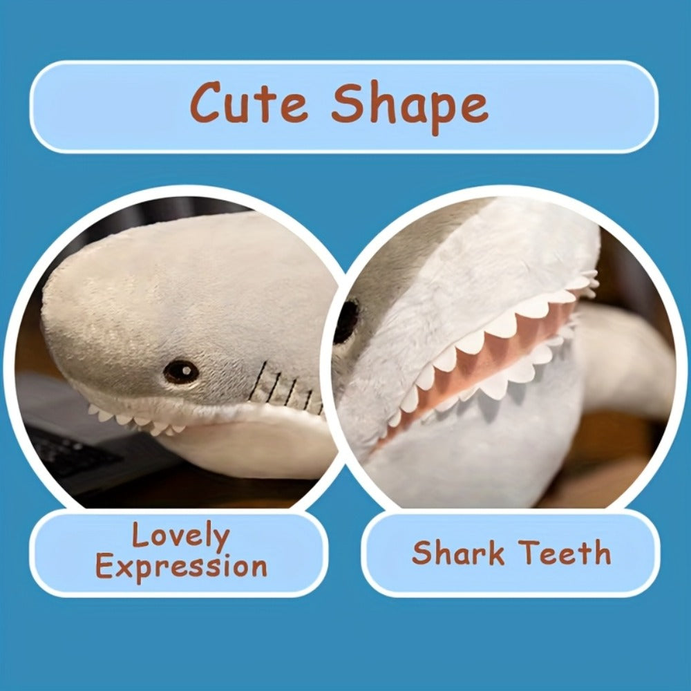 Plush Toy – Jumbo Shark Pillow 24-Inch in Blue, Grey, Blue-Pink or Rainbow Colorways and Ocean Decor