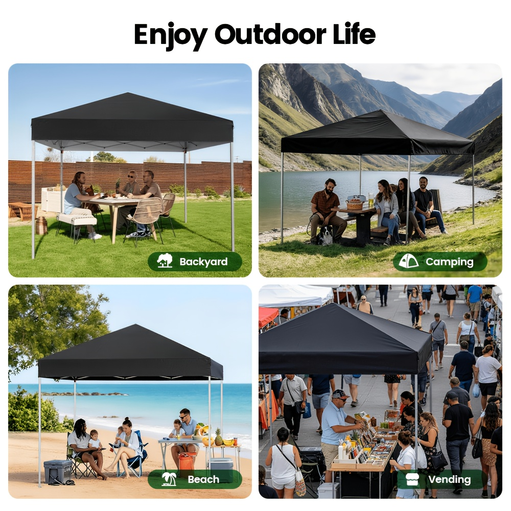 Straight-Leg 10x10ft Pop-Up Canopy Tent with 420D Oxford Top, Three Heights and Eight Colors