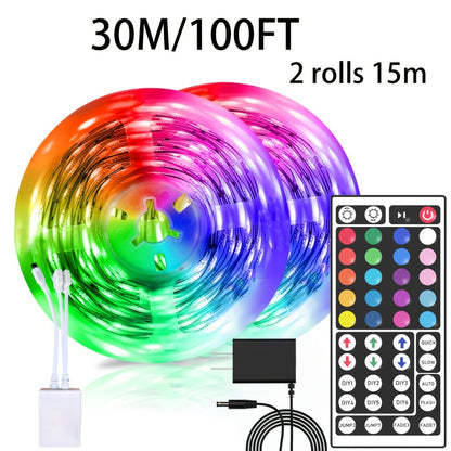 LED Strip Light RGB Room Kit in 50ft or 100ft Lengths with Remote Control, Dimming and Multi-Mode Color Effects