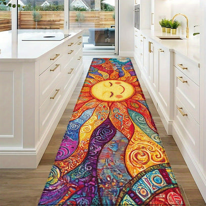 Boho Runner Rug Mandala Non-Slip Washable Soft Polyester Kitchen Hallway Mat Sun Totem Colorful Pattern Living Room Bathroom 5 Designs