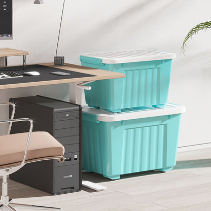 Stackable 72- and 97-Quart Storage Bin Sets with Lids, Wheels, Three Colors and 4- or 6-Pack Options