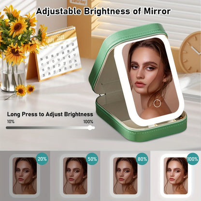 Lighted Makeup Case with LED Mirror & Cosmetic Organizer - 1200mAh Rechargeable USB Travel, for Makeup, Travel and Everyday Vanity Use