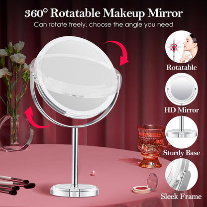 1X/30X Magnifying Makeup Mirror with Stand – Double Sided 360° Rotation Vanity Mirror for Travel & Home