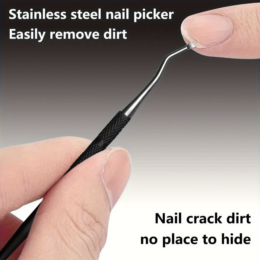Wide-Jaw Nail Clipper Set, Five-Piece Black-Handle Kit with Straight, Concave and 45-Degree Slanted Tools