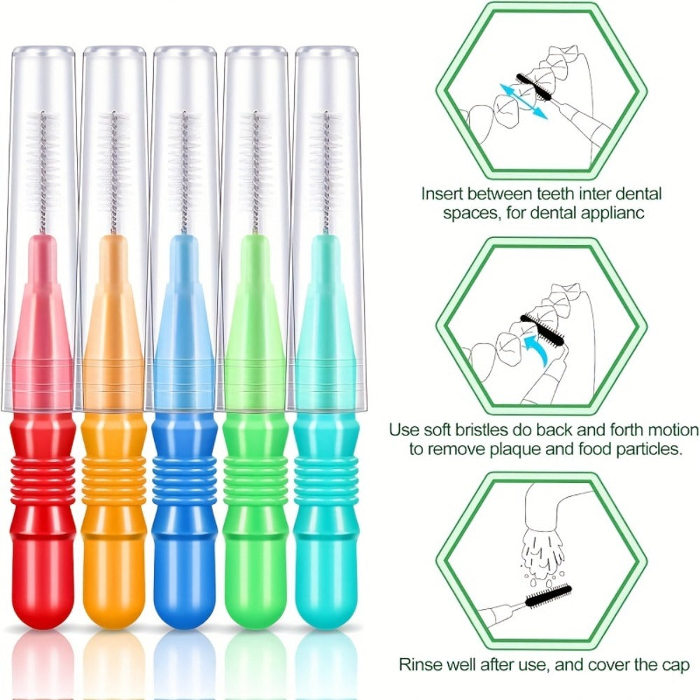 Interdental Brush Picks 350 Pack Soft Floss Dental Toothpick Cleaners Mixed Color - Oral Care Flosser Refill Set for Braces Bridges Implants Teeth Cleaning
