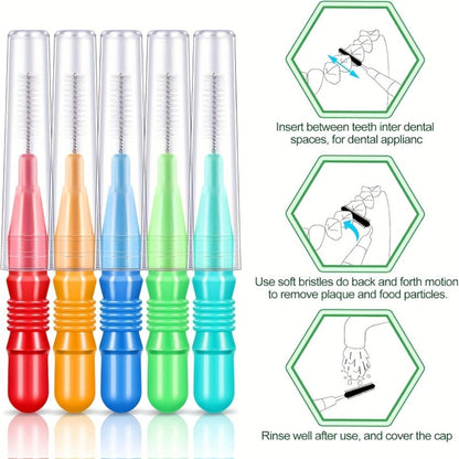 Interdental Brush Picks 350 Pack Soft Floss Dental Toothpick Cleaners Mixed Color - Oral Care Flosser Refill Set for Braces Bridges Implants Teeth Cleaning