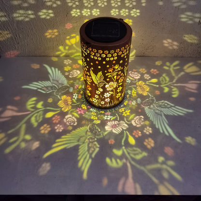 Solar Garden Lights IP65 Pattern Lantern with Hummingbird, Sunflower or Butterfly Designs for Yard Decor