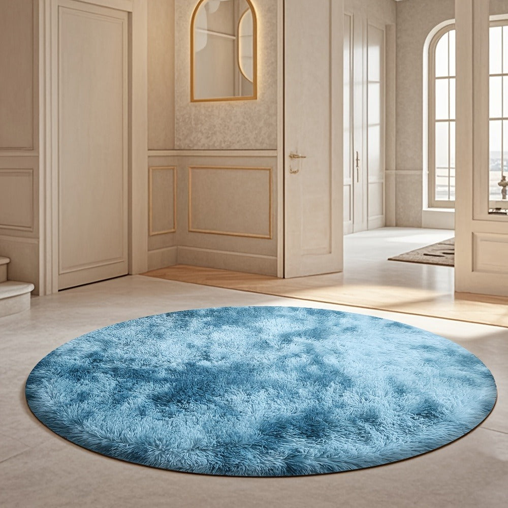 Area Rug Fluffy Faux-Fur Shag in Solid, Tie-Dye and Ombre Colors with Six Retained Room Sizes