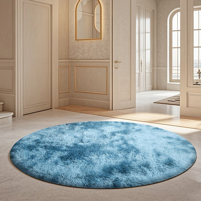 Area Rug Fluffy Faux-Fur Shag in Solid, Tie-Dye and Ombre Colors with Six Retained Room Sizes