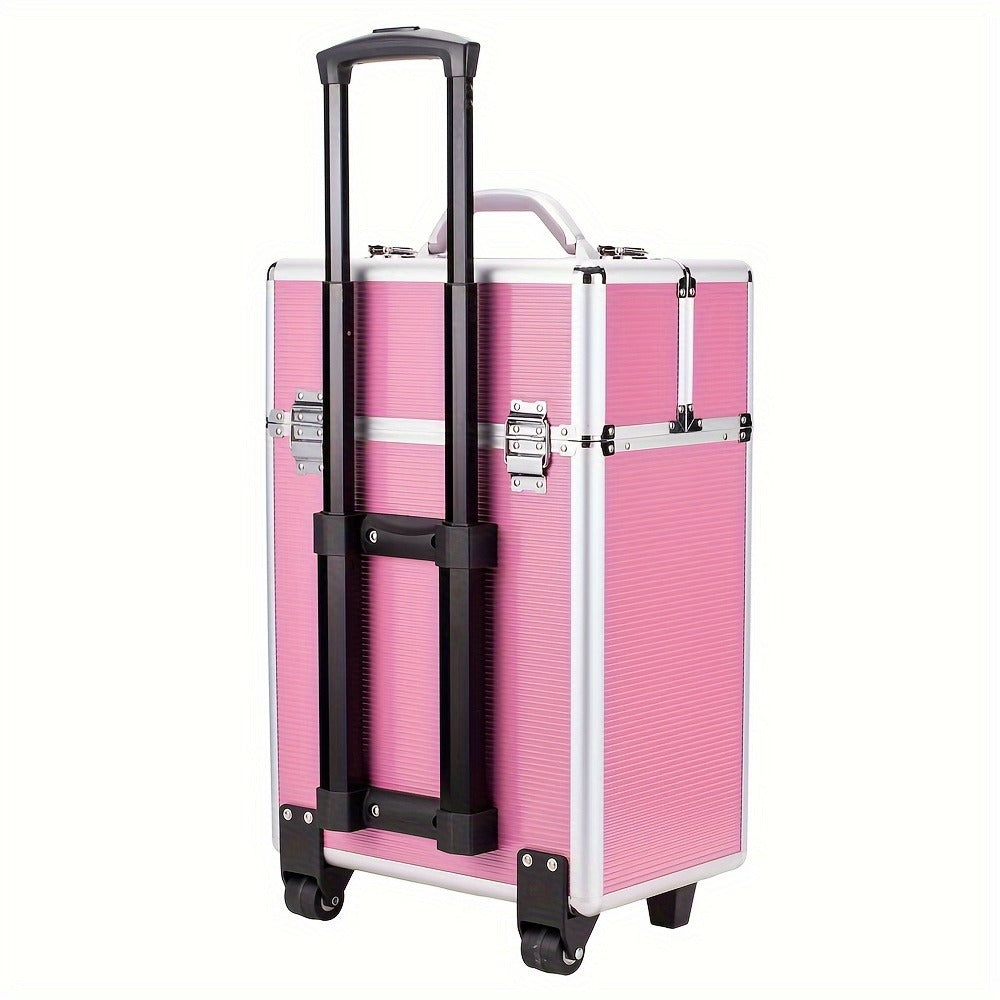 Multi-Level Makeup Train Case with Locking Latches, Extendable Trays and Four Exact Size Checkout Options