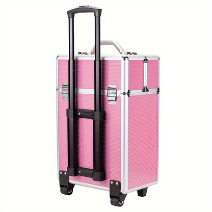 Multi-Level Makeup Train Case with Locking Latches, Extendable Trays and Four Exact Size Checkout Options