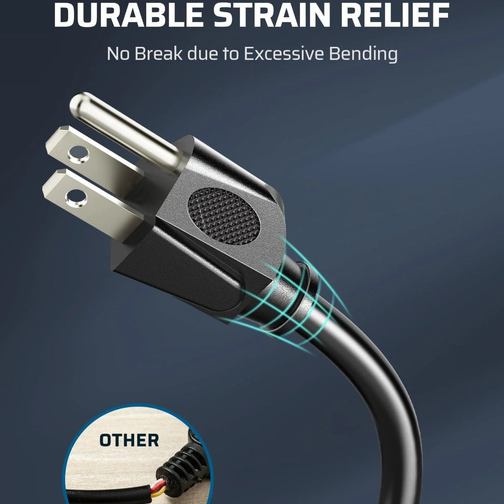Two-Pack 20-Foot 16/3 Extension Cords in Black with Grounded Three-Prong Plug and Single Outlet