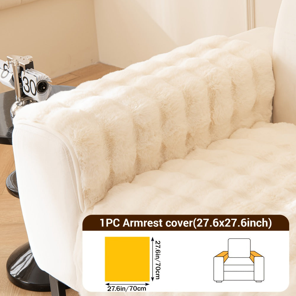 Sofa Cover Bubble Faux Rabbit Fur Panels with Silicone Non-Slip Backing for Seat, Armrest or Backrest