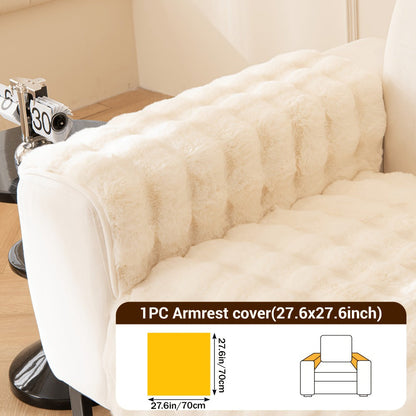 Sofa Cover Bubble Faux Rabbit Fur Panels with Silicone Non-Slip Backing for Seat, Armrest or Backrest