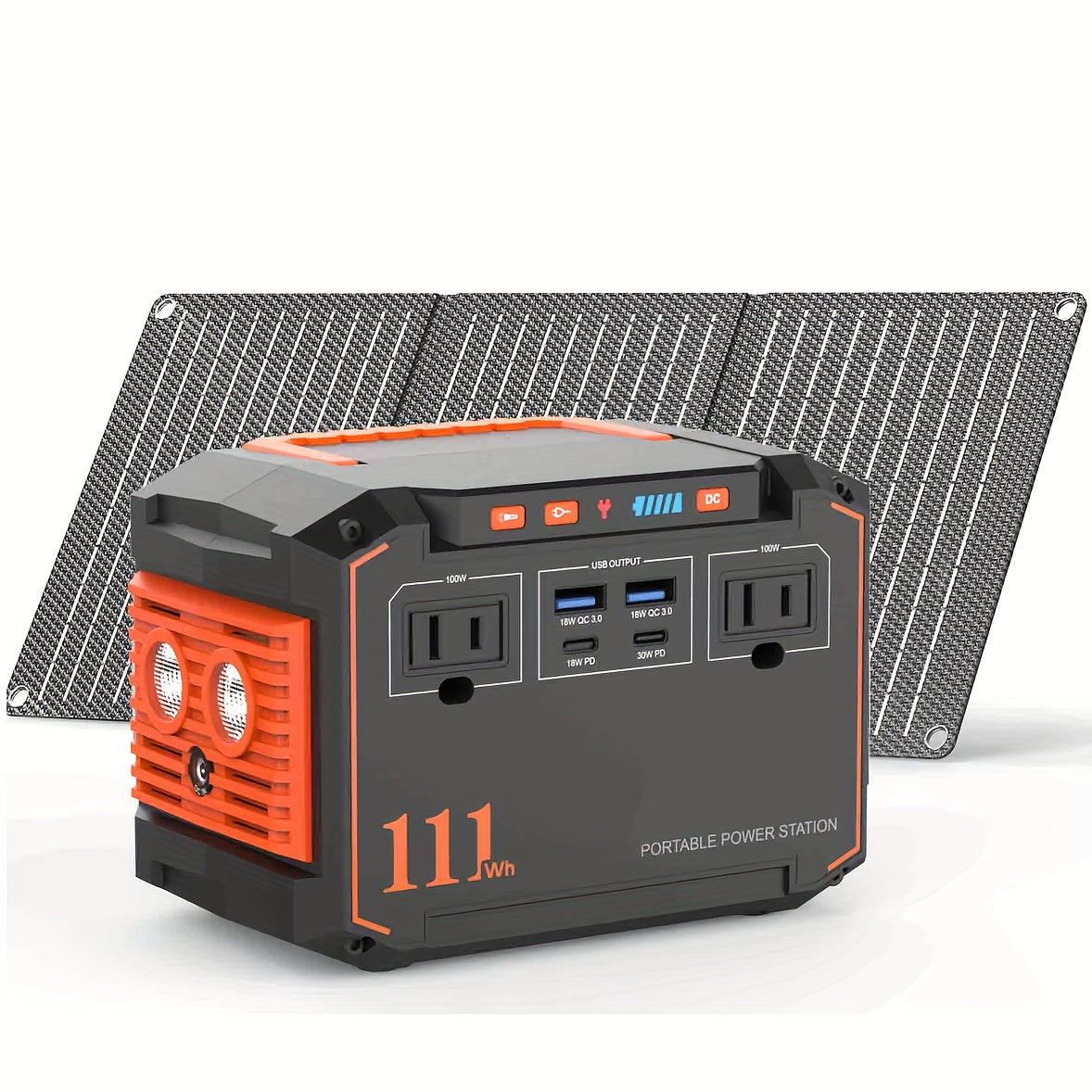 Portable Power Station 88.8Wh/111Wh – Solar Generator with AC/DC/USB Ports, 30W Solar Panel Optional, Backup Battery for Camping, Emergency, CPAP, Laptops, Fans