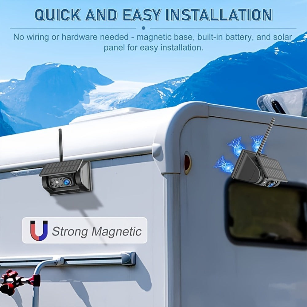 Wireless Backup Camera Solar Powered for Truck RV Trailer - 1080P HD, WiFi Magnetic Mount, Infrared Night Vision, 150° Wide Angle, Rechargeable, iOS & Android App, Long Battery Life, 2025 Upgraded