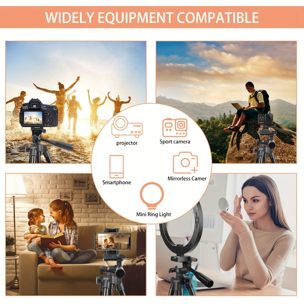 55 Inch Aluminum Tripod with Pistol Grip Head | Dual-Use Phone & Camera Travel Stand for iPhone Android DSLR Mirrorless Action Cam, Portable Lightweight Photography Tripod with Carry Bag