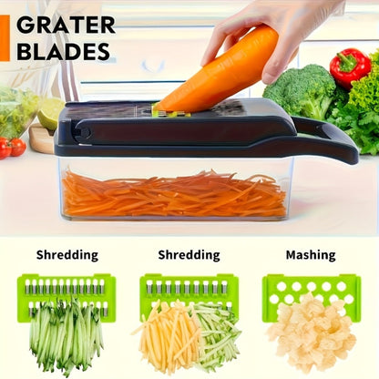 14-in-1 Vegetable Chopper and Grater with Clear Collector, Egg Separator and Upgraded Grater Checkout Option