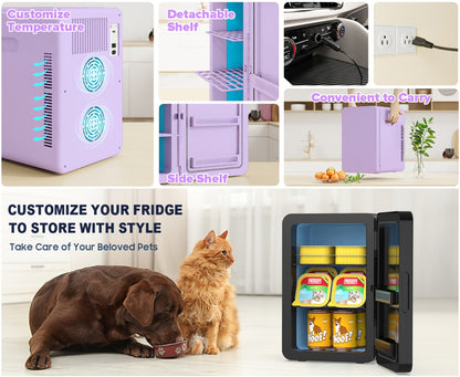 Mini Fridge with Glass Front Door 15.8QT/23.3QT - Portable Cooler and Warmer AC/DC 12V, Small Refrigerator for Bedroom, Office Desk, Car, Dorm, Skincare, Beauty & Makeup, 4 Colors