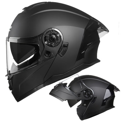 Modular Motorcycle Helmet Flip-Up Full Face – Dual Visor (Clear + Sun Visor), DOT-Style Flip Up Helmet for Men & Women, Lightweight Motorbike Helmet M/L/XL