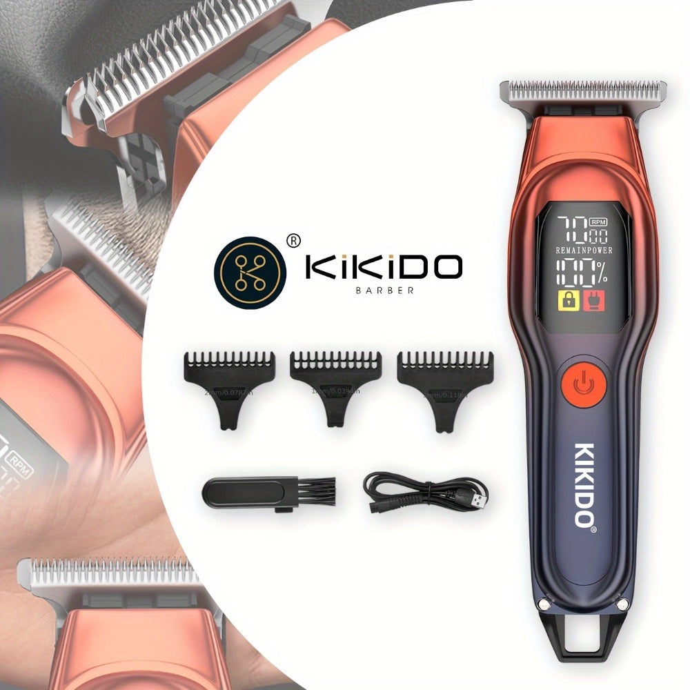 Hair Clippers & Trimmers KIKIDO KK-A2 T-Blade Model with LCD Display, USB Charging and Three Guide Combs