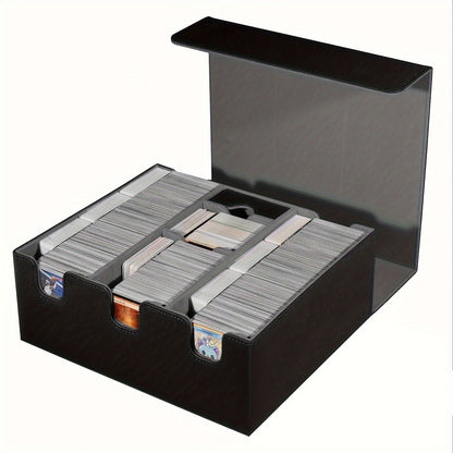 Three-Row Trading Card Storage Box with Black-Purple or Black-Gray Interior and Source-Labeled 1500+ Capacity